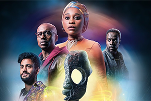 Le poster de la série montre au premier plan la statue autour de laquelle tourne l'intrigue. Les visage de quatre personnages apparaissent autour d'elle, et des couleurs abstraites et floues donnent une aura mystérieuse et magique à l'ensemble.